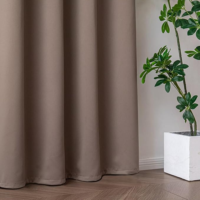 Blackout Curtains 96 Inches Long for Bedroom, Thermal Insulated Blackout Curtains 2 Panels Set, Solid Grommet Privacy Room Darkening Drapes for Living Room Windows(W52 x L96, Khaki)-Ruum Studio Home
