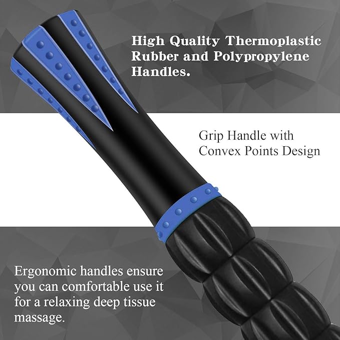 Muscle Roller Massage Roller Stick for Athletes, Help Reducing Muscle Soreness Cramping Tightness Leg Arms Back Calves Muscle Massager（Blue-Black- 18 inch）-Ruum Studio Home