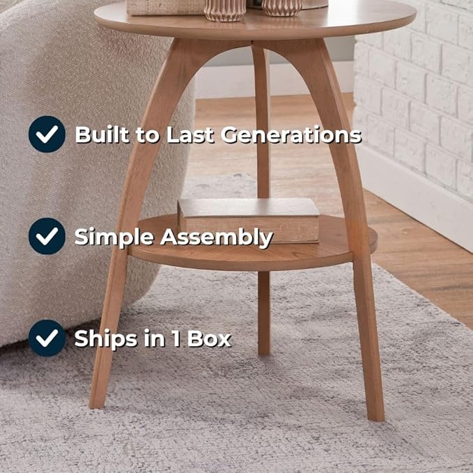 Martin Svensson Home LAX 20" Round End/Side Table with Storage, Light Oak-Ruum Studio Home