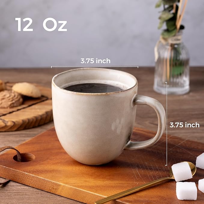 AmorArc 12oz Coffee Mugs, Ceramic Coffee Mugs set of 6 for Man, Woman, Dad, Mom, Modern Coffee Mugs with handle for Latte/Cappuccino/Milk/Cocoa. Dishwasher&Microwave Safe, Cappuccino-Ruum Studio Home