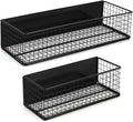 Magnetic Basket, Magnetic Shelf for Fridge,Magnetic Spice Rack Wire Mesh Magnetic Organizer Holder Accessories for Office Kitchen Classroom Storage, Black-High, Large x1&Small x1 Set of 2-Ruum Studio Home