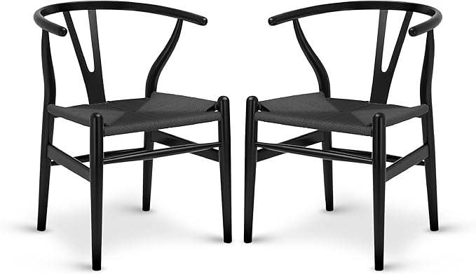 POLY & BARK Weave Chair Set of 2 in Pitch Black-Ruum Studio Home