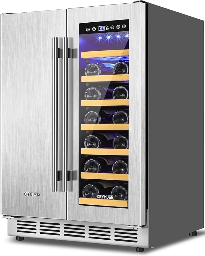 Wine and Beverage Refrigerator, 24 Inch Stainless Steels Beverage Fridge Dual Zone, Wine Beverage Cooler Built-in or Freestanding with Upgraded Cooling, 20 Bottles and 88 Cans Large Capacity-Ruum Studio Home