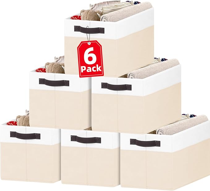 6 Pack Large Toy Box Chest, Collapsible Sturdy Toy Storage Organizer Bins Baskets for Kids, Boys, Girls, Nursery, Playroom, Shelf Baskets for Lego Puzzle Balls, Game Organizer (14L*10W*9.5H)-Ruum Studio Home