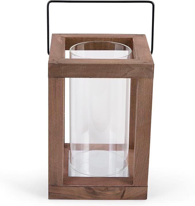 Zingz & Thingz Wooden Candle Lanterns, Decorative Light Home Decor, 9" Tall, Rustic Garden-Ruum Studio Home