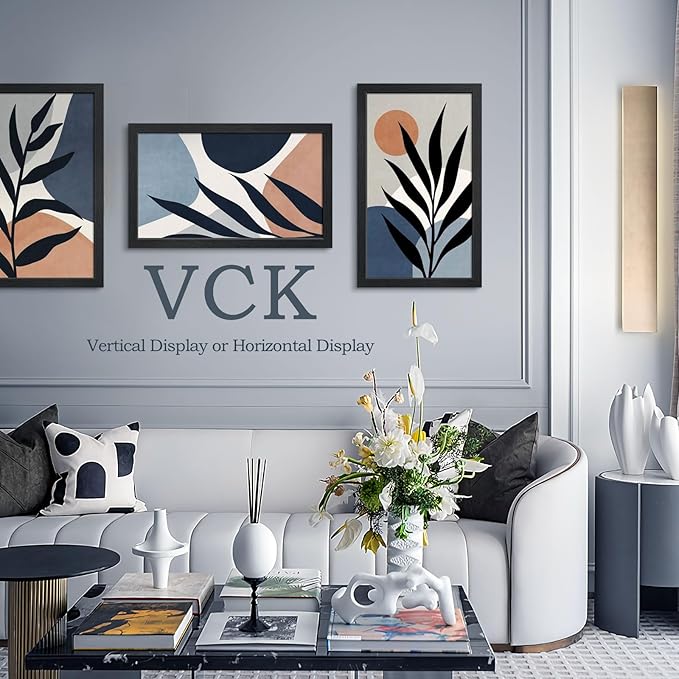 VCK 14x24 Picture Frame Set of 3, Black Solid Wood Poster Frames, Textured Exclusive Wall Gallery Frame-Ruum Studio Home