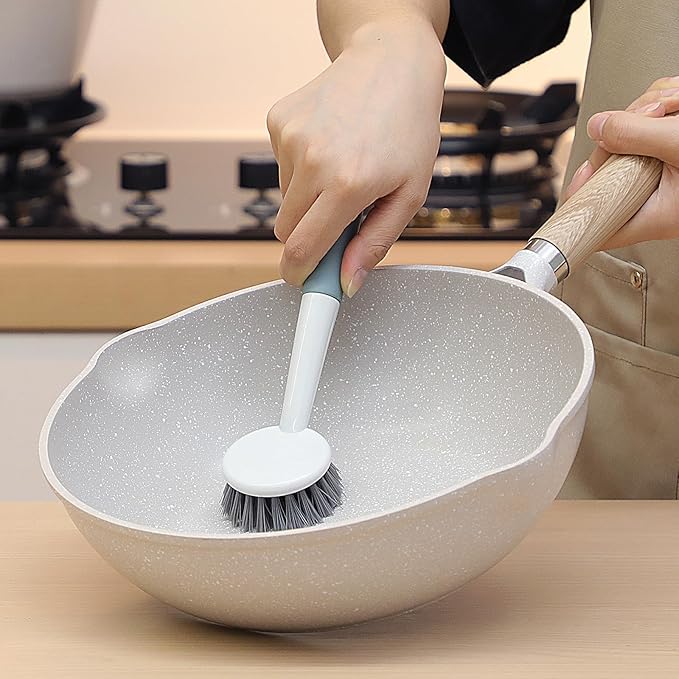 Patelai 12 Pack Kitchen Scrub Dish Brush with Long Handle Dish Scrubber with Stiff Bristles Scrub Brushes for Kitchen Dishes Washing Tools, Pots, Pans and Sink Cleaning (Multicolor)-Ruum Studio Home