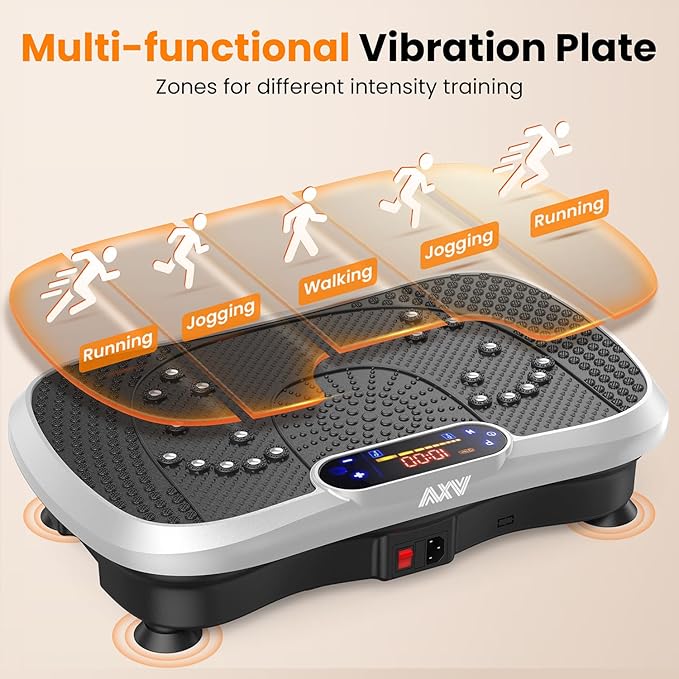 AXV Vibration Plate Fitness Platform Exercise Machine Vibrating Lymphatic Drainage Shaking Full Body Shaker Workout Vibrate Stand Shake Board Sport Gym for Weight Loss Fat Burner for Women Men-Ruum Studio Home