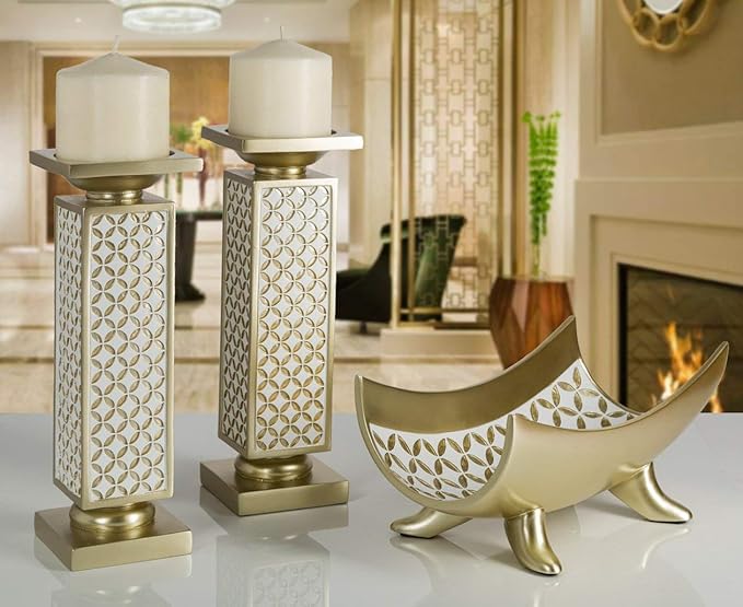Creative Scents Schonwerk Diamond Lattice Decorative Bowl Table Centerpiece - Home Decor for Living Room, Centerpieces Table Decorations for Dining Room and Coffee Table-Ruum Studio Home