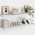 Floating Wood Shelves for Wall 36 Inches x 8”x 1.4” Shelf Floating Home Decor, Heavy Duty Shelf Hold 80 lbs, Wall Shelves for Bathroom Living Room Kitchen Bedroom Office - Set of 2 White-Ruum Studio Home