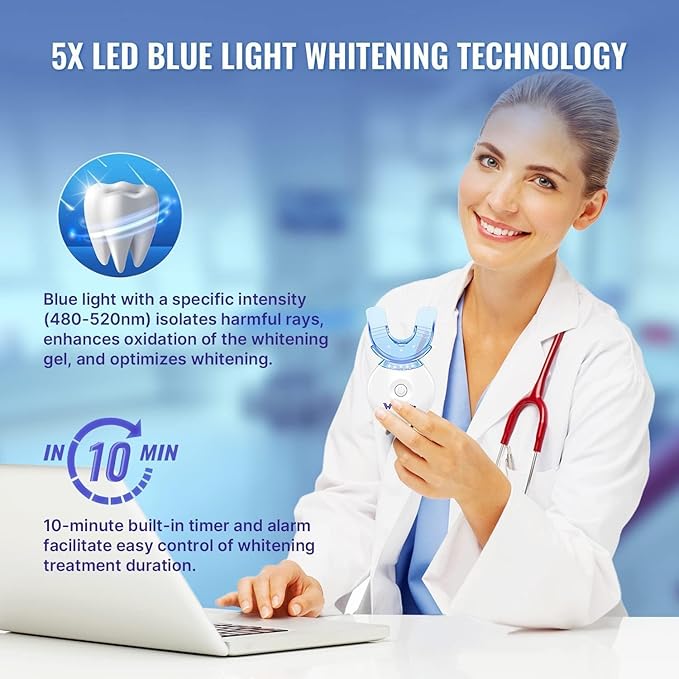 Whitebite Pro Teeth Whitening Kit for Sensitive Teeth | 4 Whitening Gels & 2 Remineralizing Gels | LED Light System for Fast Results | Professional Dental Grade | Enamel Safe-Ruum Studio Home