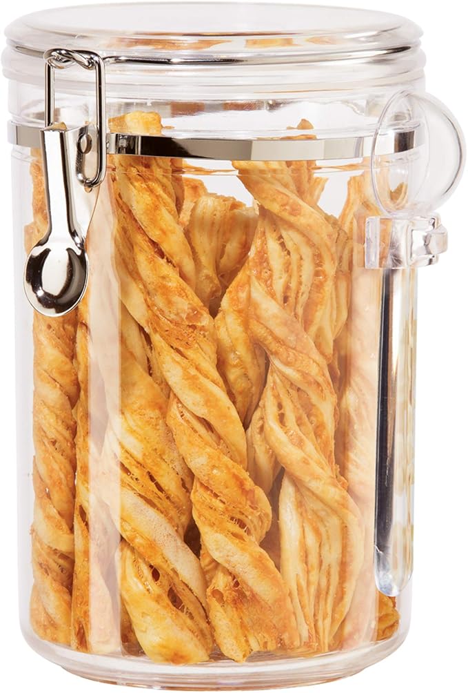 OGGI Clear Canister Airtight 61oz - Clamp Lid & Spoon - Airtight Food Storage Containers, Ideal for Kitchen & Pantry Storage of Bulk, Dry Food Including Flour, Sugar, Coffee, Rice, Tea, Spices & Herbs-Ruum Studio Home