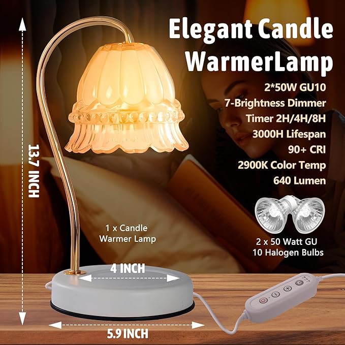 GEEZO Fragrance Candle Warmer Lamp，Electric Candle Warmer with Timer & Dimmer，Mom Christmas Birthday Gifts for Women, House Warming Gifts New Home Bedroom Decor-Ruum Studio Home