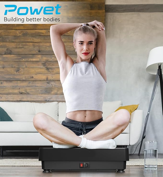 POWET Vibration Plate Exercise Machine for Weight Loss, Woukout & Lymphatic Drainage – Whole Body Vibrating with 99 Speed Levels & 5 Pre-Set Modes – Supports Up to 400lbs, Ideal for Home Use-Ruum Studio Home