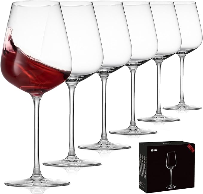 JBHO Hand Blown Bordeaux Wine Glasses - Set of 6-18 Ounce - Great Gift Packaging - Red Wine Glasses Lead-Free Premium Crystal Clear Glass-Ruum Studio Home