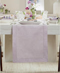 Solino Home Linen Lilac Table Runner 120 Inches Long - 100% Pure Linen Hemstitch 14 x 120 Inch Table Runner for Dining - Classic Hemstitch-Ruum Studio Home