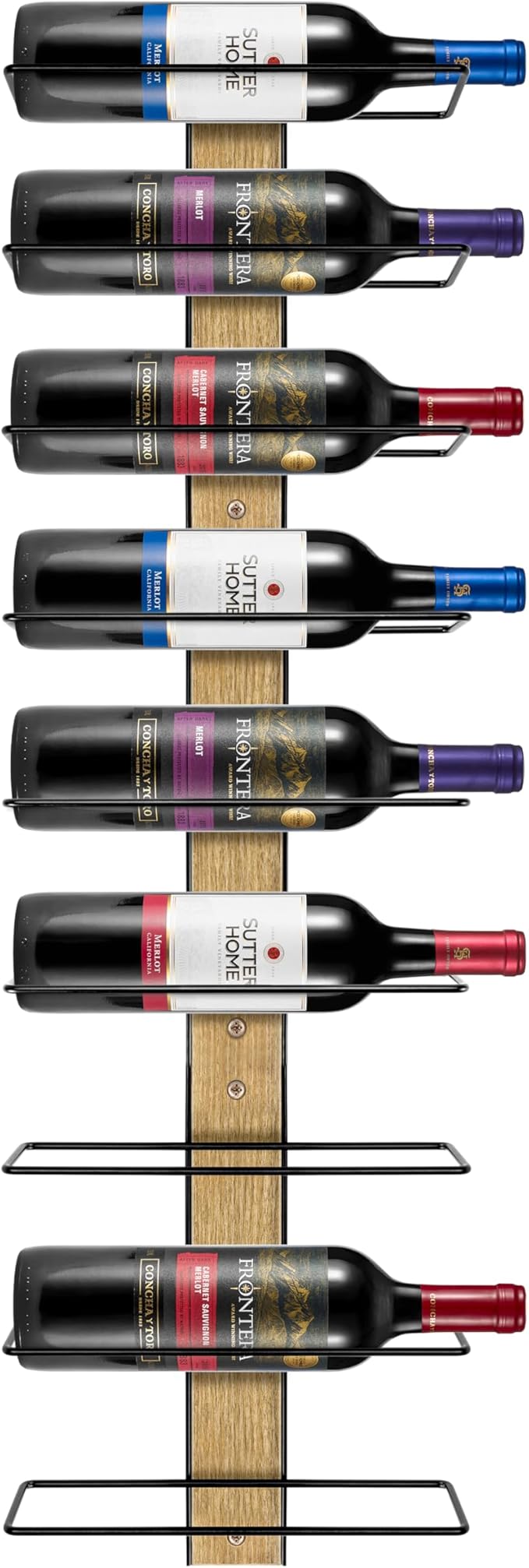 Sorbus Wall Mounted Wine Rack - Wood Wine Rack Wall Mounted for Bottles, Liquor, Champagne - Black Metal Wine Bottle Holder for Home Bar (Set of 3)-Ruum Studio Home