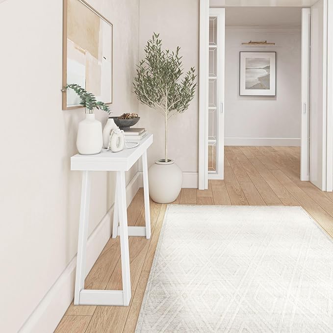 Plank+Beam Solid Wood Console Table, 36 Inch, Sofa Table, Narrow Entryway Table for Hallway, Behind The Couch, Living Room, Foyer, Easy Assembly, White-Ruum Studio Home