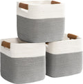danpinera 3 Pack 11"x11" Woven Basket for Organizing, Square Storage Baskets for Pillows, Towels, Toy, Clothes, Magazines, Decorative Storage Cubes for Bedroom, Living Room, Classroom, Grey-Ruum Studio Home