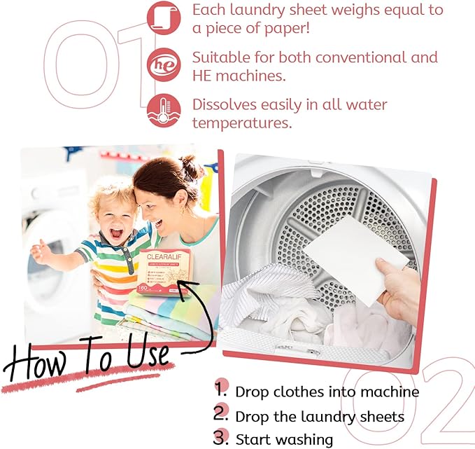 Laundry Detergent Sheets Up to 160 Loads, Magnolia - Great For Travel,Apartments, Dorms,CLEARALIF Laundry Detergent Strips Eco Friendly & Hypoallergenic - 80 Sheets-Ruum Studio Home