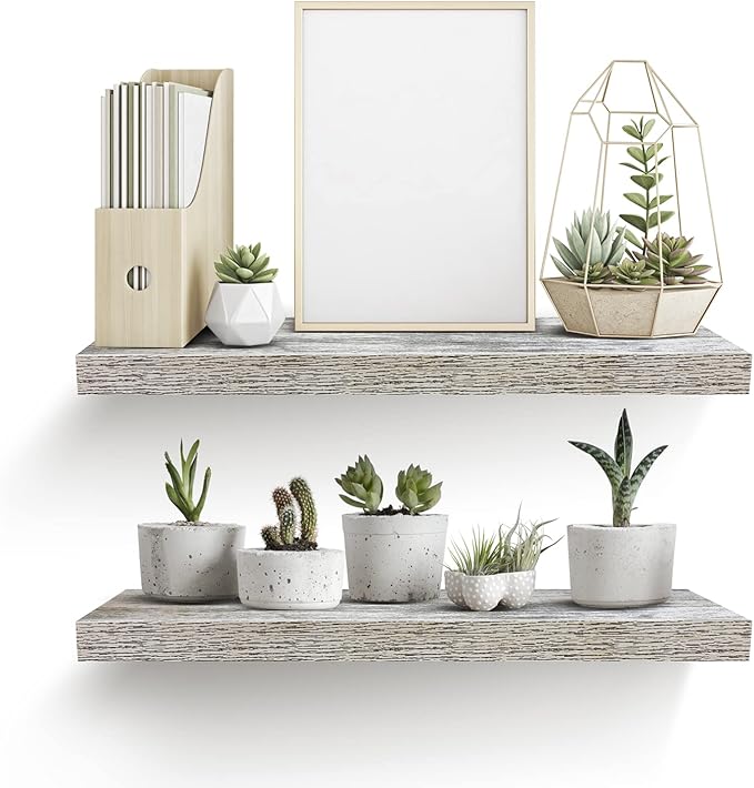 Sorbus Floating Shelves, Wall Shelves for Bedroom, Kitchen, Living Room, Bathroom Shelves Over The Toilet, Home Decor, Farmhouse, 24 x 9 Inch Wall Mounted Floating Shelves for Wall, 2 Pack, Rustic-Ruum Studio Home