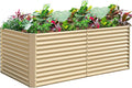 Land Guard 8x4x3ft Rectangular Galvanized Raised Garden Beds, Large-Capacity Metal Planter Box Outdoor, Durable Deep Raised Garden Bed 3ft Tall, Raised Beds for Gardening Vegetables, Cream Yellow-Ruum Studio Home