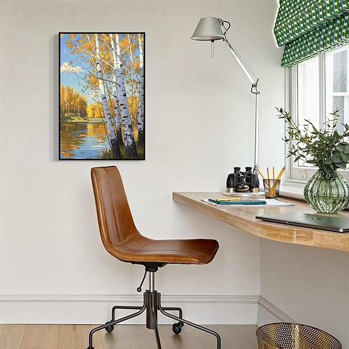 Poplar trees beside the blue sky and white clouds are suitable for living rooms bedrooms and offices Landscape posters and wall paintings-Ruum Studio Home