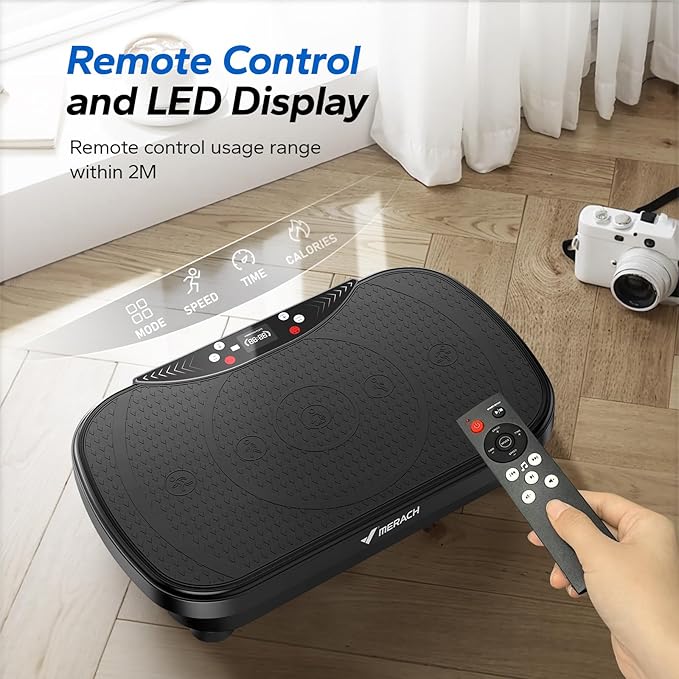 MERACH Vibration Plate Exercise Machine, Vibration Plate for Lymphatic Drainage Weight Loss, Vibrating Plate Exercise Machine with Bluetooth and LED Display, Workout Equipment for Women Men Home-Ruum Studio Home
