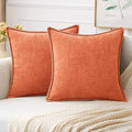MIULEE Pack of 2 Couch Throw Pillow Covers 20x20 Inch Coral Red Farmhouse Decorative Pillow Covers with Stitched Edge Soft Chenille Solid Dyed Pillow Covers for Sofa Bed Living Room-Ruum Studio Home