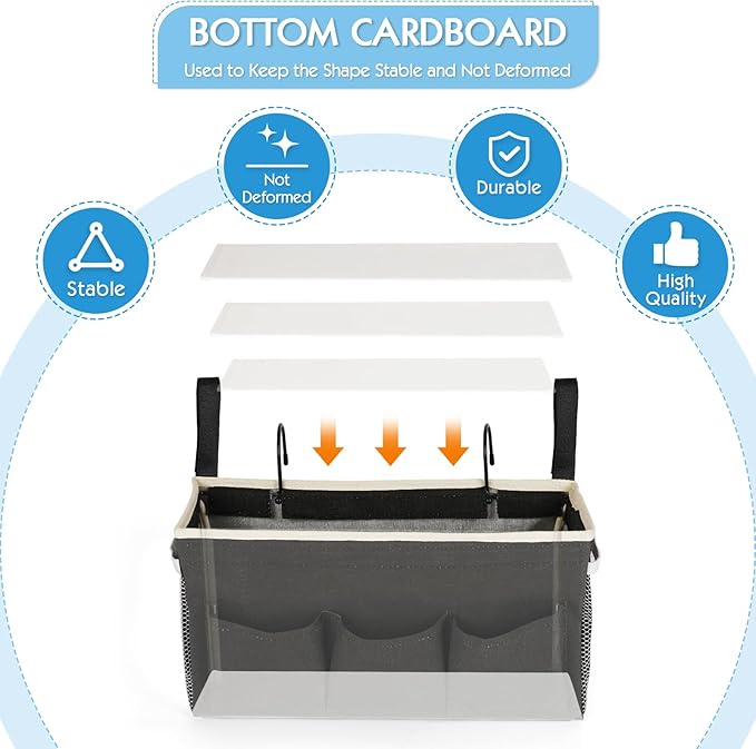 Bedside Storage Caddy/Bedside Hanging Storage Bag for Headboards Bunk Beds Dorm Rooms Book Phone Magazine Holder (New Black)-Ruum Studio Home
