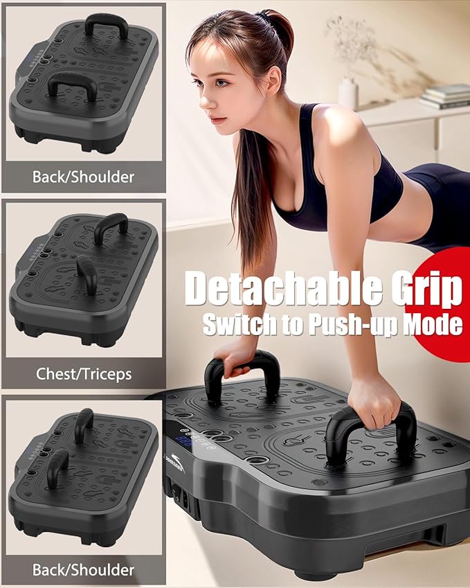 Vibration Plate Exercise Machine, 8000 Vibrations/min Adjustable Fitness Platform, 400 Lbs Capacity Whole Body Workout Extra Large Size Platform with Bluetooth for Weight Loss, Women & Men-Ruum Studio Home