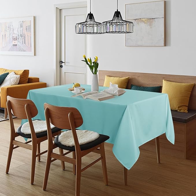 sancua Rectangle Tablecloth - 60 x 120 Inch - Stain and Wrinkle Resistant Washable Polyester Table Cloth, Decorative Fabric Table Cover for Dining Tables, Buffet Parties and Camping, Turquoise-Ruum Studio Home