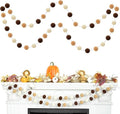 TBD Decor 2pk Pom Pom Garland 13FT Colorful Large Felt Ball Garland Fall Decoration for Mantle,Indoor Holiday Wedding Birthday Party Supplies(White Brown,4cm)-Ruum Studio Home