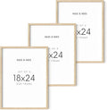 HAUS AND HUES Beige Wood Picture Frames 18 x 24 - Set of 3 Poster Frames 18 x 24, Wooden Picture Frames 18x24, Art 18x24 Frames, Wood Frames 24x18, Picture Frame Set Collage 18x24 (Beige Oak Frames)-Ruum Studio Home