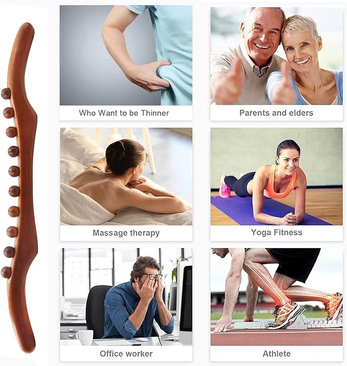 Wood Therapy Massage Tools, 21 inch Lymphatic Drainage Massager, Handheld Massage Stick & Wood Therapy Tools for Neck and Back Pain Stomach Body Shaping Anticellulite Leg-Ruum Studio Home
