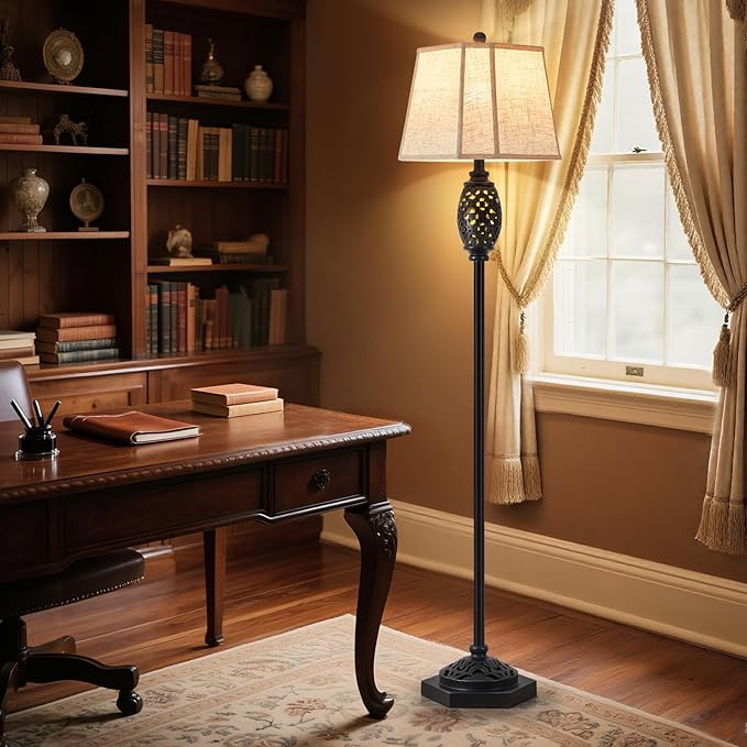 Luvkczc Vintage Floor Lamp with Cutout Design & Glowing Light - Resin Elegant Standing Lamp for Living Room, Bedroom, Office (Includes Bulb)-Ruum Studio Home