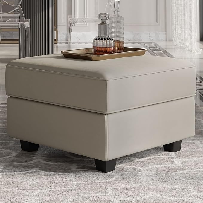 Belffin Storage Ottoman Module for Modular Sectional Sofa Square Seat Cube Velvet Foot Stool Grey-Ruum Studio Home