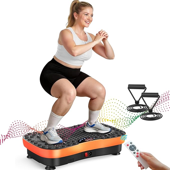 AXV Vibration Plate Exercise Machine Whole Body Workout Portable Mini Vibrate Fitness Platform Lymphatic Drainage Machine for Weight Loss Shaping Toning Wellness Home Gyms Workout (Mini)-Ruum Studio Home