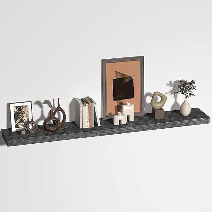 Floating Shelves for Wall, USA-Sourced Fir Wood 55 Inch Wall Shelves Set of 1, Natural Rustic Solid Wooden Floating Shelves Wall Mounted, Nursery Book Storage Shelf, Display Shelf for Bathroom-Ruum Studio Home
