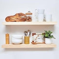 Homeforia 30 inch Wood Floating Shelves, High End Solid Natural Wood 30inch Floating Shelf for Wall, Unfinished Wooden 30 inches Floating Shelves, Heavy Duty Bracket, 30 X 6.5 X 1.75 in, Set of 2-Ruum Studio Home