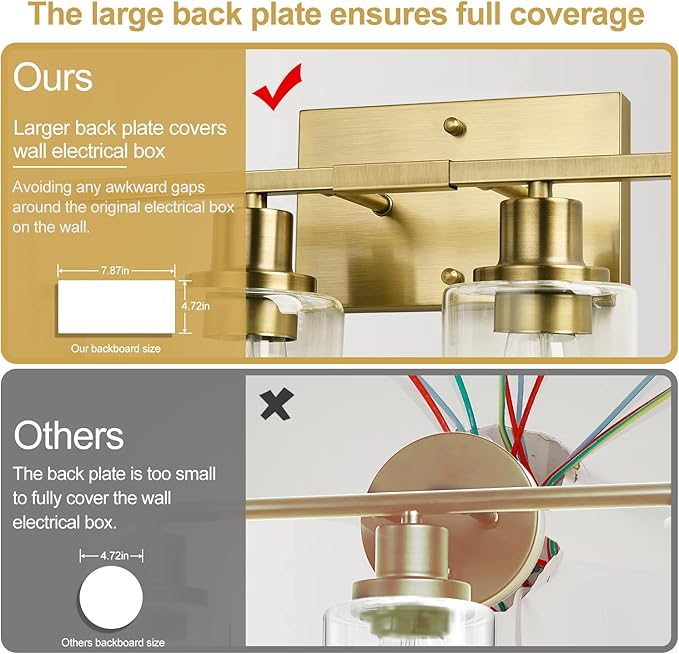 4 Light Bathroom Light Fixtures, Brass Vanity Lights for Bathroom with Clear Glass Shades, Modern Bathroom Wall Sconces for Mirror Living Room Cabinet-Ruum Studio Home