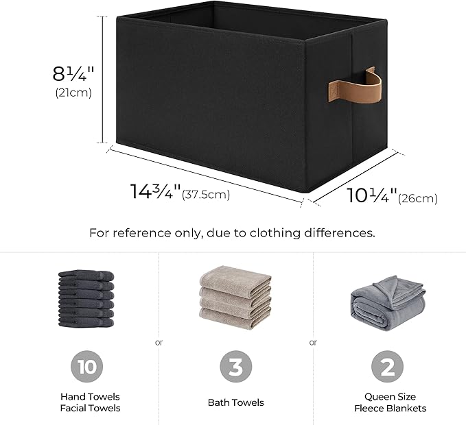 StorageWorks Storage Baskets for Shelves, Foldable Fabric Closet Storage Bins with Handles, Clothes Organizer Laundry Baskets, Black, 3-Pack, Large-Ruum Studio Home