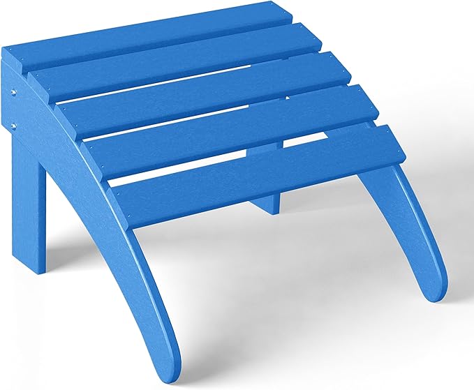 WestinTrends Outdoor Ottoman, Patio Adirondack Ottoman Foot Rest, All Weather Poly Lumber Folding Foot Stool for Adirondack Chair, Widely Used for Outside Porch Pool Lawn Backyard, Pacific Blue-Ruum Studio Home