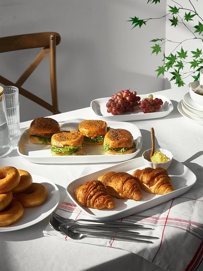 DOWAN Serving Platters and Trays for Wedding Decor, 16"/14"/12" Serving Dishes for Entertaining, White Porcelain Plates Set of 3-Ruum Studio Home