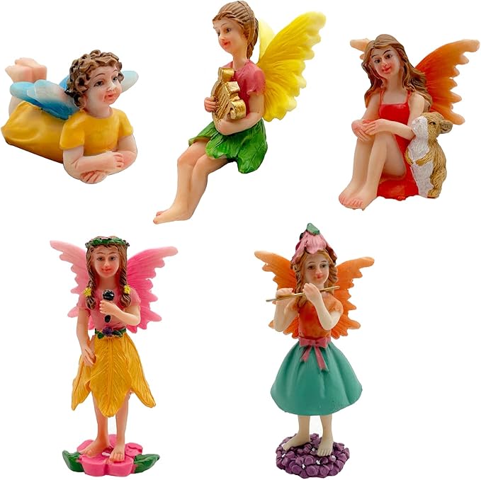 Fairies Set of 10 Pcs Miniature Garden Figurines - Outdoor Decor Art for Fall Winter, Outdoor Statue for Patio, Lawn, Yard Decoration-Ruum Studio Home