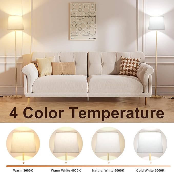 【Upgraded Floor Lamps for Living Room, Modern Floor Lamp with Remote Control, Dimmable Colors Temperature Standing Lamp Foot Switch, 9W Bulb Tall Lamps for Bedroom Office Kid Room - Gold-Ruum Studio Home