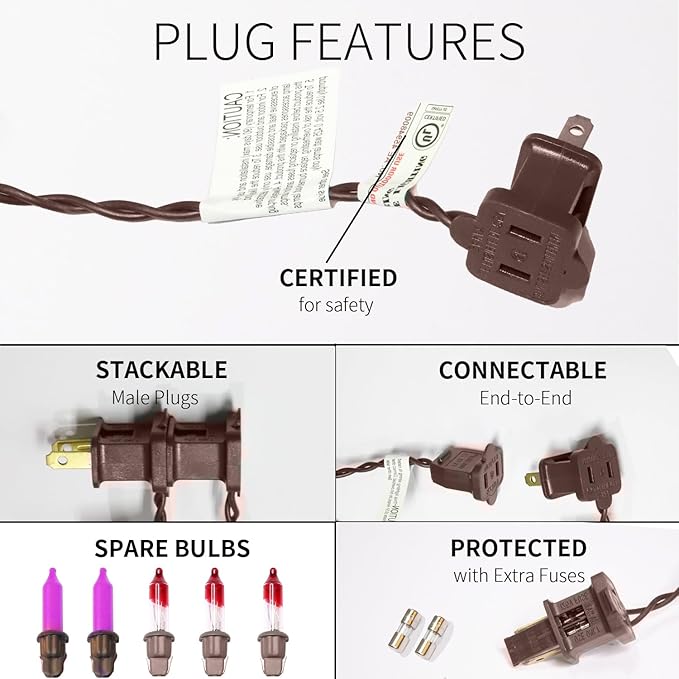 150LIGHTS Purple Extra-Bright with End Connectors Halloween Decorative Lights 9.72m UL Certified Mini String Light Set Waterproof for Halloween Home Garden Christmas Tree Party Patio Wedding-Ruum Studio Home