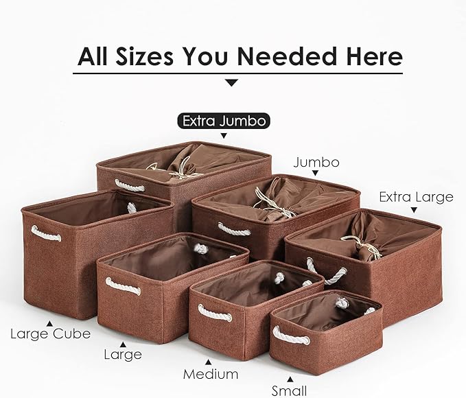 TheWarmHome Organization and Storage for Organizing - Extra Jumbo 3 Pack 20.5x15.7x13.8 inch Fabric Storage Bin for Shelves, Storage cubes for Decorative Shoes Towel Blanket Closet (Brown)-Ruum Studio Home