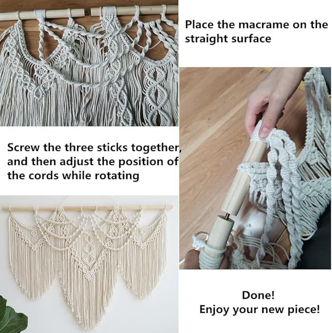 large macrame wall hanging - Boho Tapestry Macrame Wall Decor Art- Chic Bohemian Handmade Woven Tapestry Home Decoration for Bedroom Living Room Apartment Wedding Party - 43"x32" (Beige-fringe)-Ruum Studio Home
