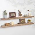 Floating Shelves | 8" Deep Rustic Reclaimed Barnwood Wall Hanging Shelves with Invisible Heavy-Duty Metal Bracket | Wall Mounted | Farmhouse Style | 48 inches, 2 PCs, Distressed Natural-Ruum Studio Home